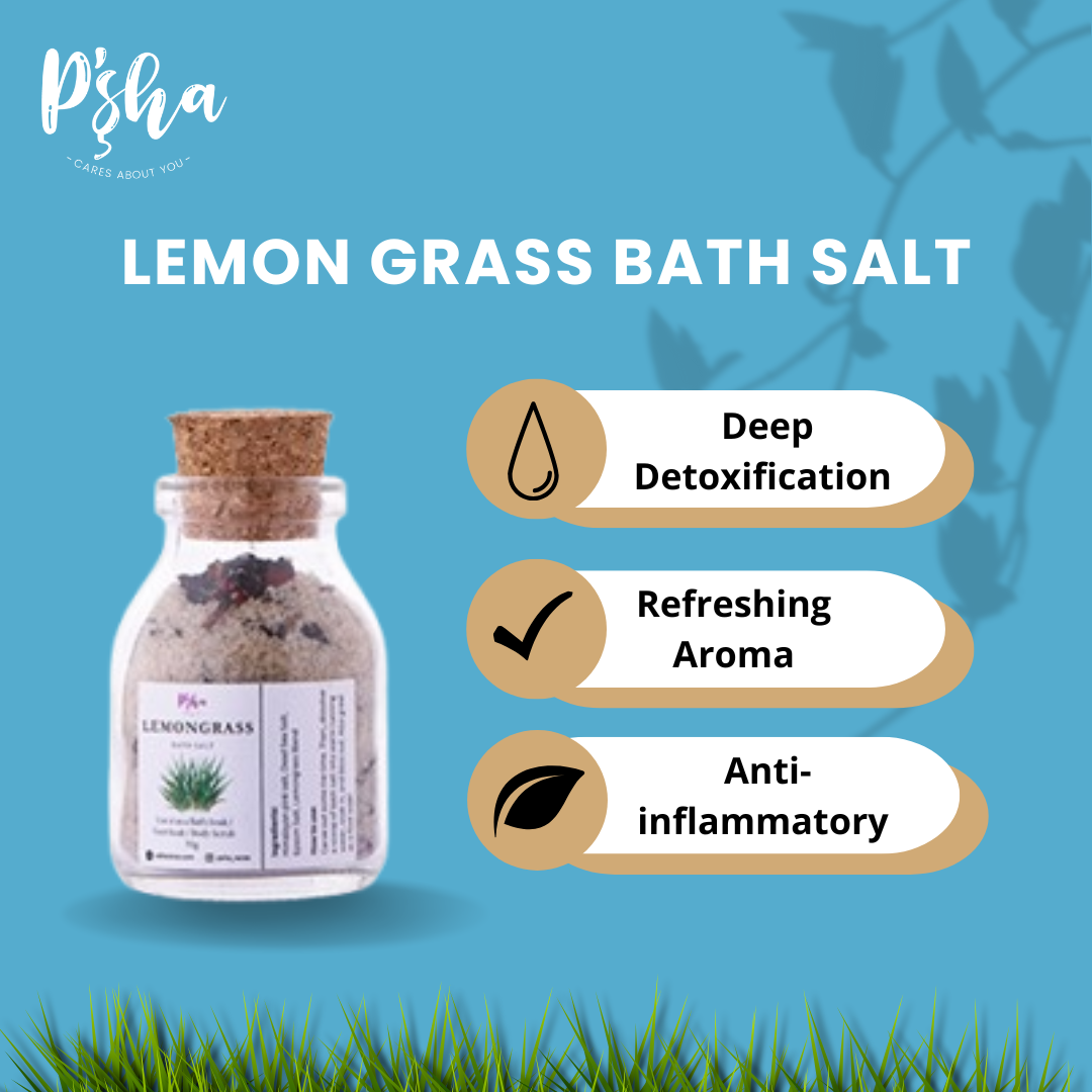Invigorating Lemongrass Bath Salt for Relaxation and Refreshment | 65g